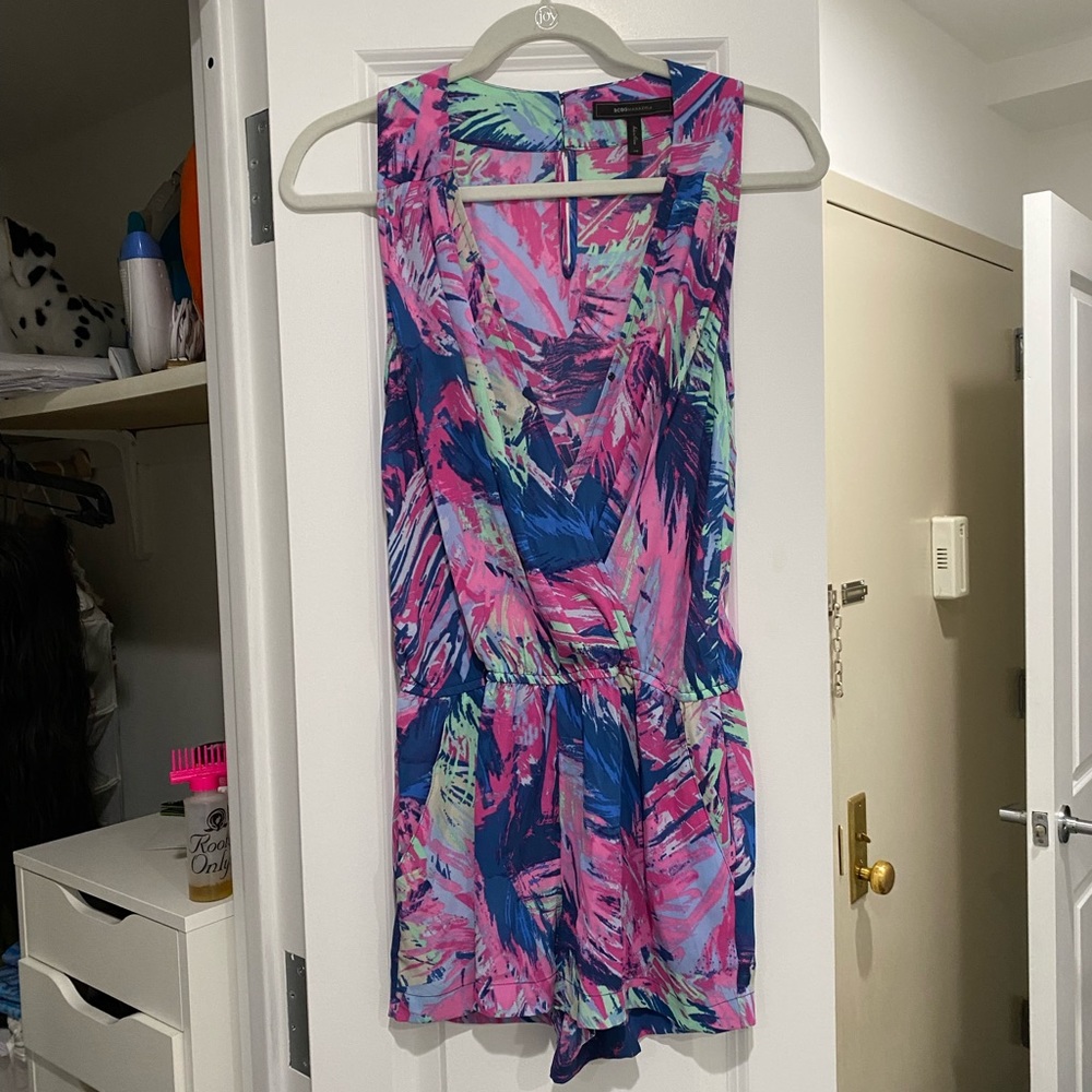 Deep V Neck Romper BCBG